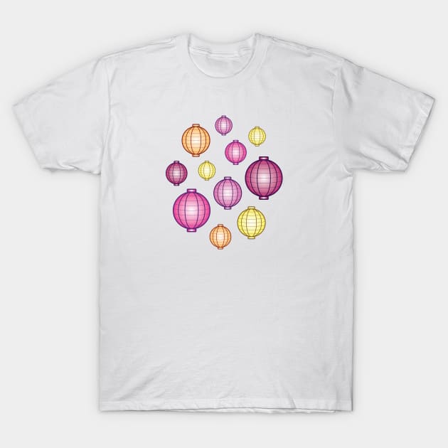 Lanterns | Mid Autumn Festival | Pink Orange Yellow | White T-Shirt by Wintre2